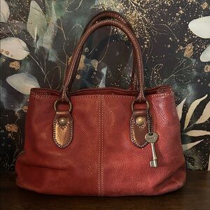 Fossil Red Leather purse with Key Charm